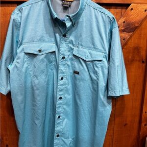 Ariat Men’s Short-Sleeve Button-Down Shirt in Aqua Blue
